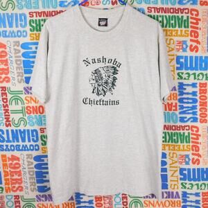 Vintage 90s Nashoba Chieftains Bolton MA T Shirt Size XL Gray Green High School